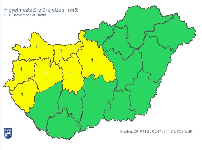 Időjárás-előrejelzés hétfőtől - Figyelmeztetést adtak ki hét megyére és Budapestre hétfőre