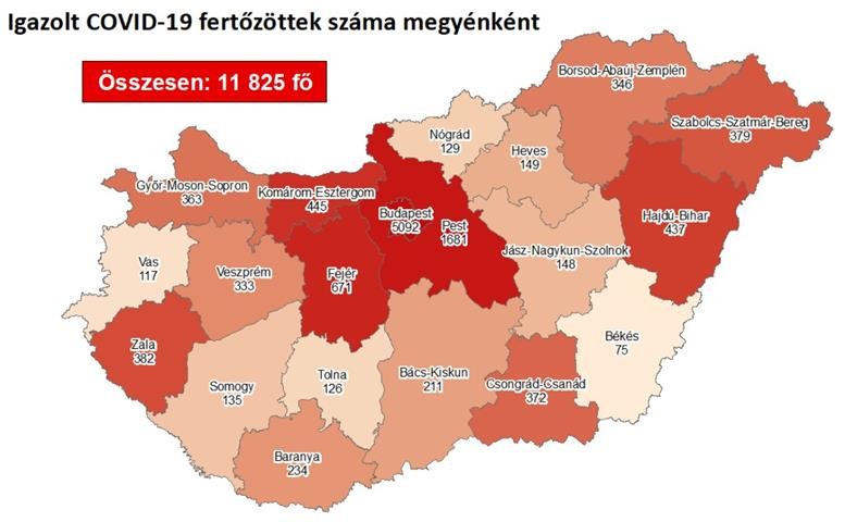 916 új beteget találtak Magyarországon - Megyei adatok
