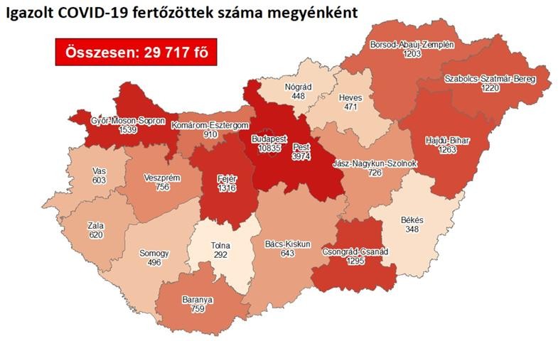 Itt vannak a friss szombati magyar koronavírus adatok megyékre bontva is