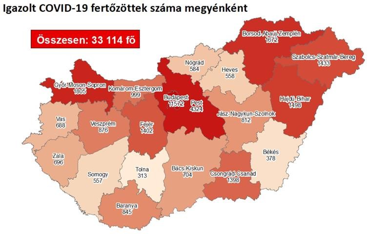 Szerdai koronavírus-fertőzöttek száma megyénként - Itt vannak az adatok