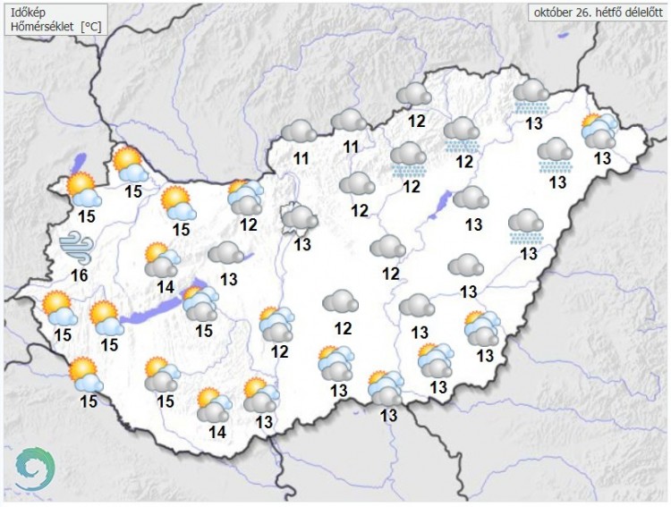 Weather forecast for Monday morning