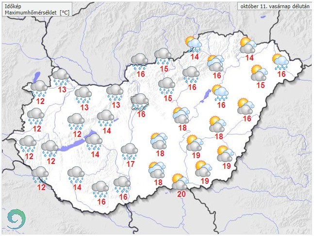 Weather forecast for Sunday afternoon