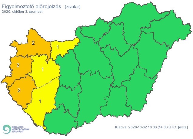 Figyelmeztető időjárás-előrejelzés szombatra - Zivatar