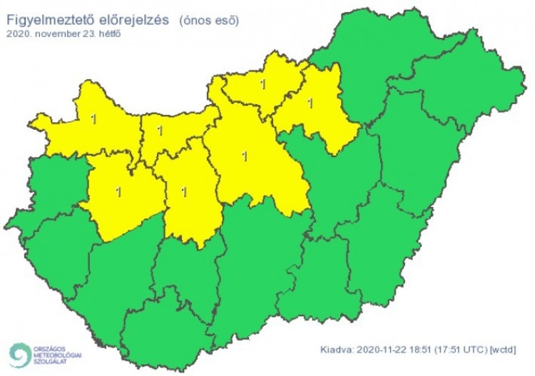 Figyelmeztető időjárás-előrejelzés hétfőre