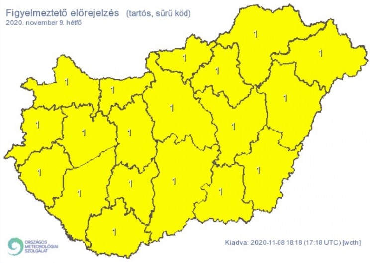 Figyelmeztető időjárás-előrejelzés hétfőre