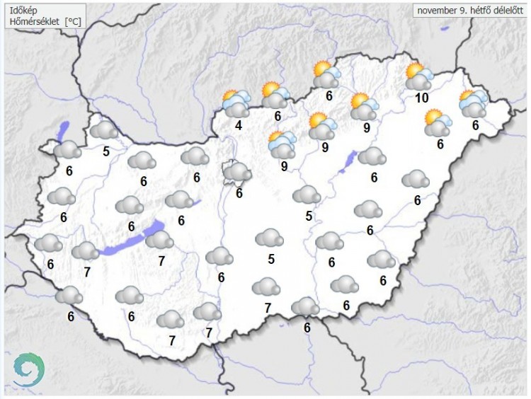 Weather forecast for Monday morning