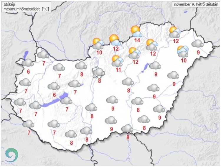 Weather forecast for Monday afternoon