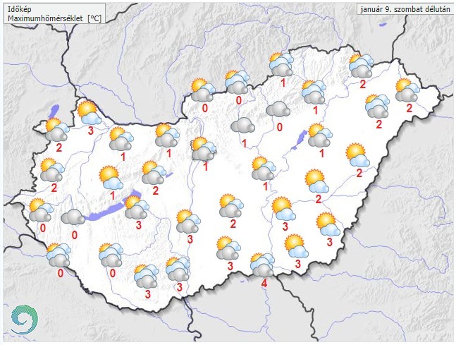 ​  Időjárás-előrejelzés szombat délutánra - Forrás:met.hu  ​