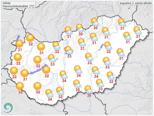 Időjárás-előrejelzés szerda délutánra