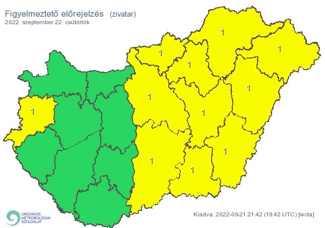 Figyelmeztető időjárás-előrejelzés csütörtökre