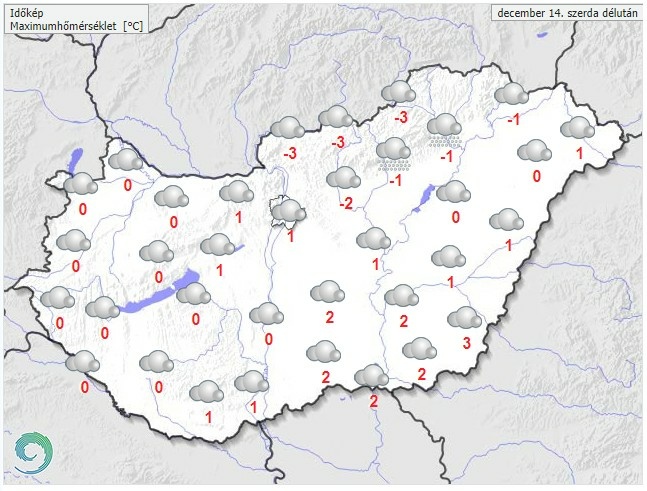 Időjárás-előrejelzés szerda délutánra - Forrás:met.hu