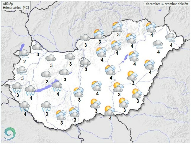 Időjárás-előrejelzés szombat délelőttre - Forrás:met.hu