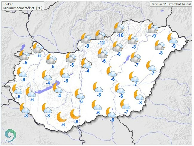 Időjárás-előrejelzés szombat hajnalra - Forrás:met.hu