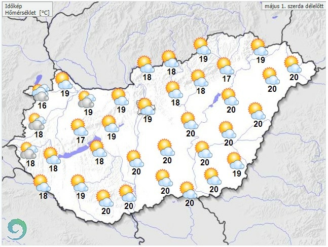 Időjárás-előrejelzés szerda délelőttre - Forrás: met.hu