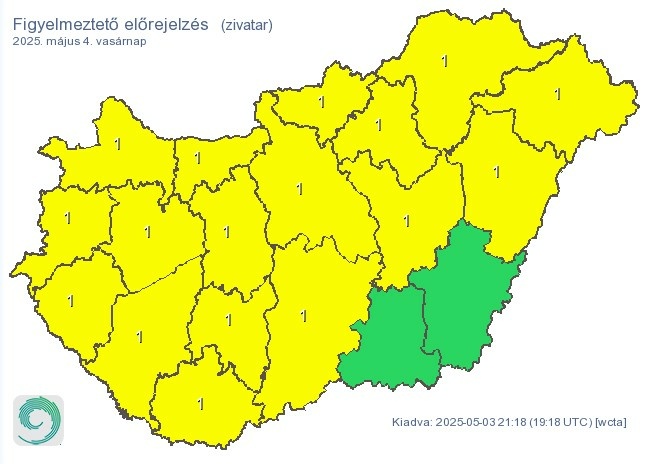 Időjárás-előrejelzés vasárnapra