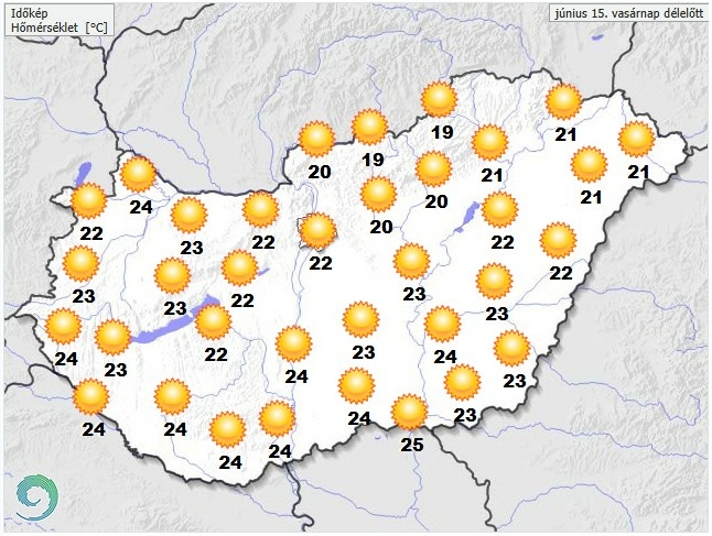 Időjárás-előrejelzés vasárnap délelőttre