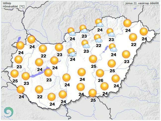 Időjárás-előrejelzés vasárnap délelőttre