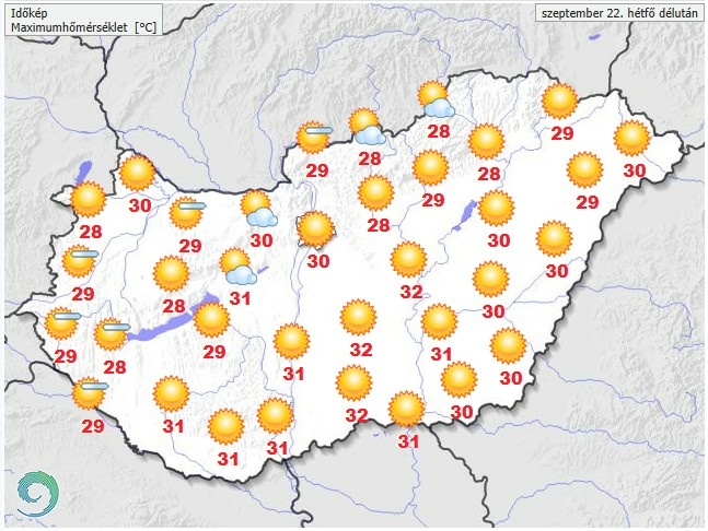 Időjárás-előrejelzés hétfő délelőttre