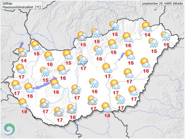 Időjárás-előrejelzés hétfő délelőttre