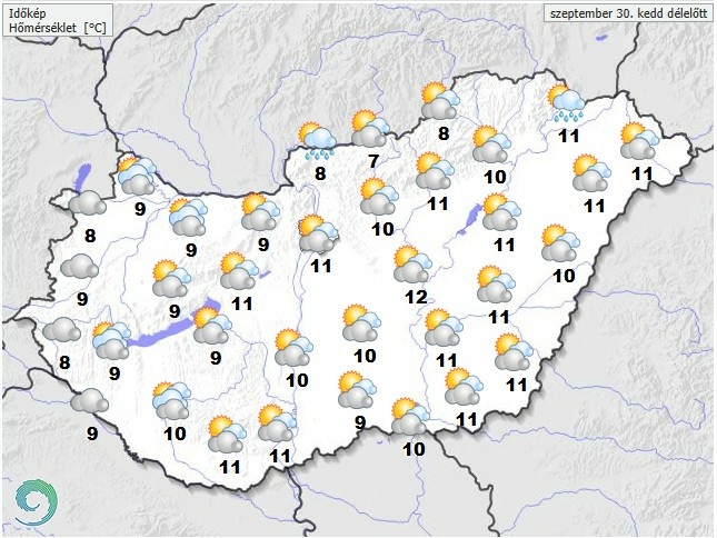 Időjárás-előrejelzés kedd délelőttre