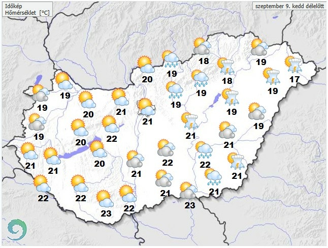 Időjárás-előrejelzés kedd délelőttre