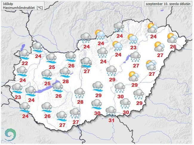 Időjárás-előrejelzés szerda délutánra