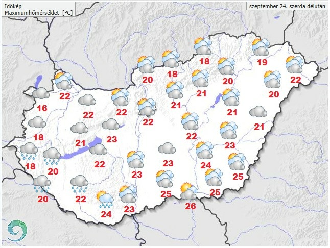 Időjárás-előrejelzés szerda délutánra