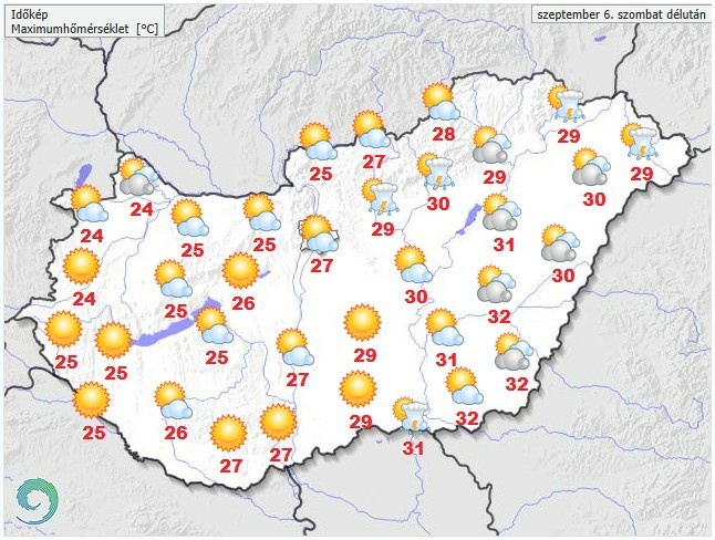 Időjárás-előrejelzés szombat délutánra