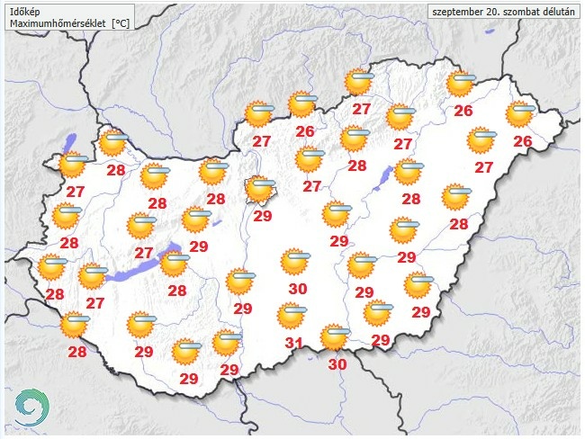 Időjárás-előrejelzés szombat délutánra