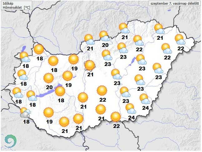 Időjárás-előrejelzés vasárnap délelőttre
