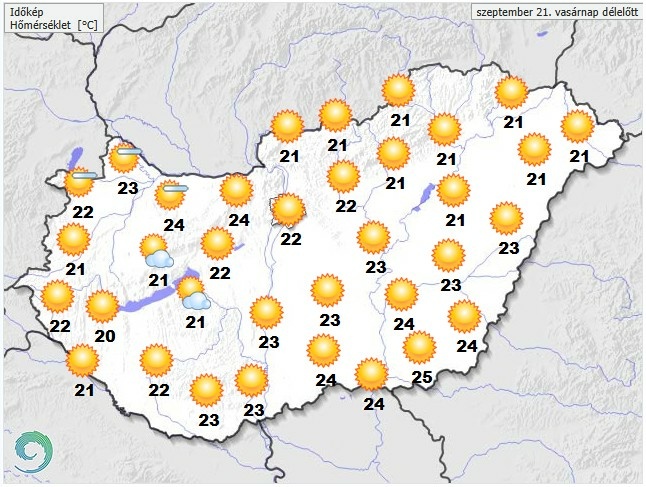 Időjárás-előrejelzés vasárnap délelőttre