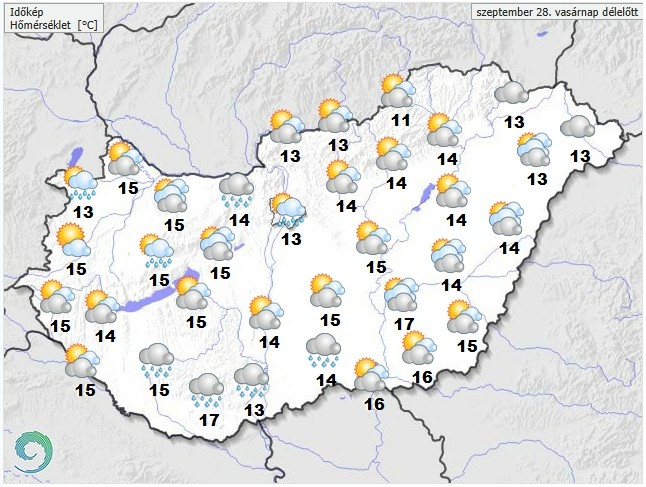 Időjárás-előrejelzés vasárnap délelőttre