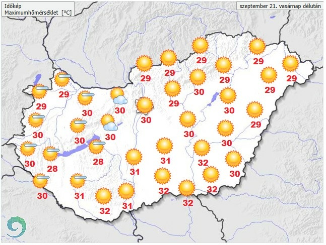 Időjárás-előrejelzés vasárnap délutánra