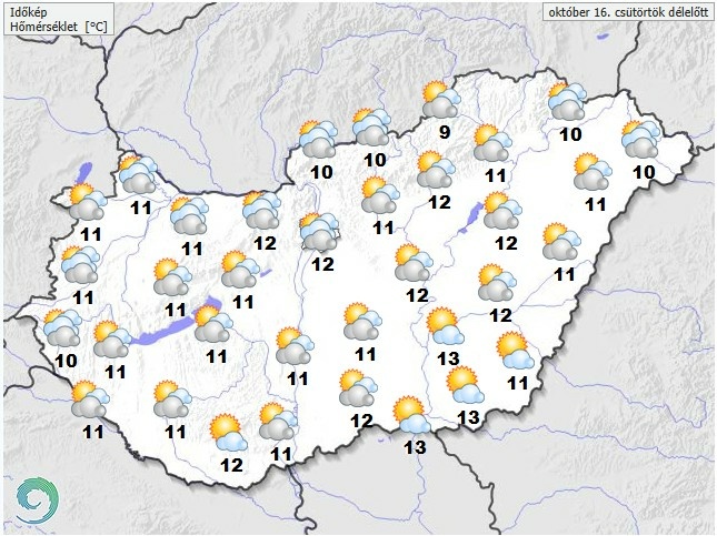 Időjárás-előrejelzés csütörtök délelőttre