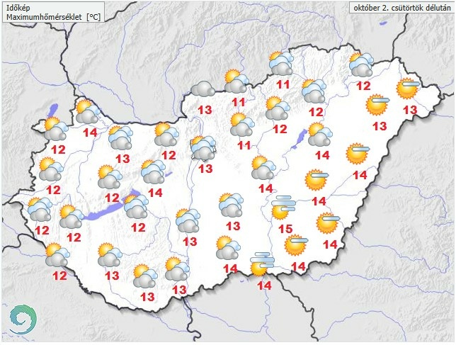 Időjárás-előrejelzés csütörtök délutánra
