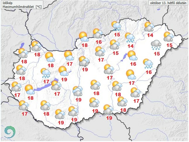 Időjárás-előrejelzés hétfő délelőttre