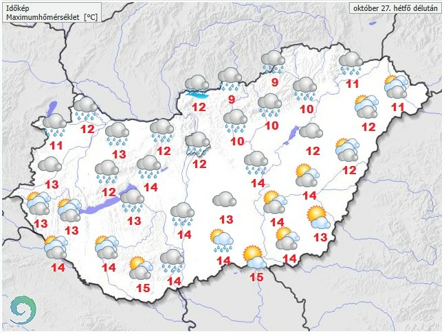 Időjárás-előrejelzés hétfő délelőttre