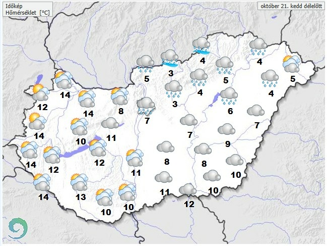 Időjárás-előrejelzés kedd délelőttre