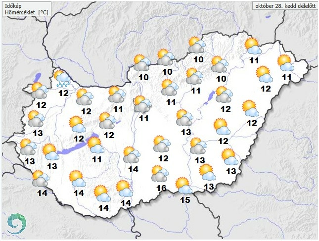 Időjárás-előrejelzés kedd délelőttre