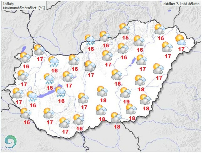 Időjárás-előrejelzés kedd délutánra