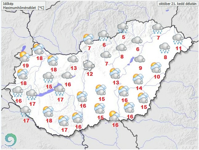 Időjárás-előrejelzés kedd délutánra