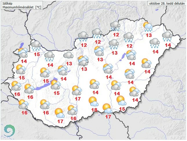 Időjárás-előrejelzés kedd délutánra