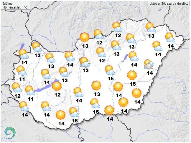 Időjárás-előrejelzés szerda délelőttre - Forrás: met.hu