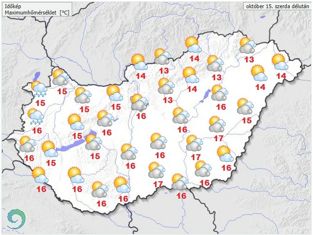Időjárás-előrejelzés szerda délutánra