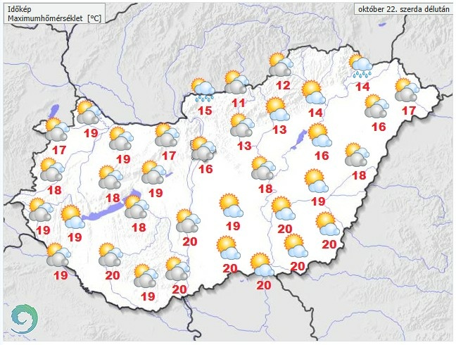 Időjárás-előrejelzés szerda délutánra