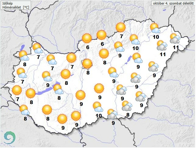 Időjárás-előrejelzés szombat délelőttre