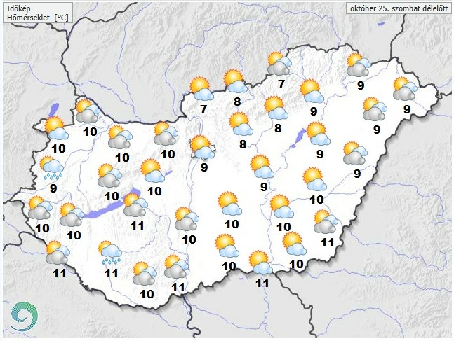 Időjárás-előrejelzés szombat délelőttre