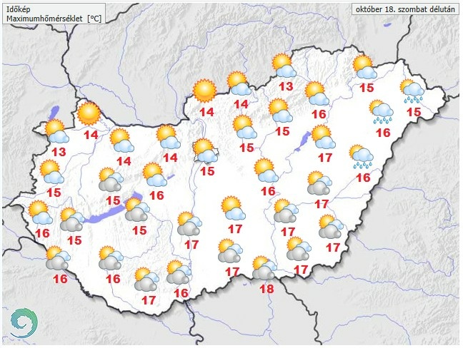 Időjárás-előrejelzés szombat délutánra