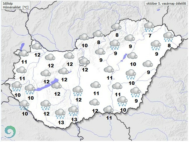 Időjárás-előrejelzés vasárnap délelőttre