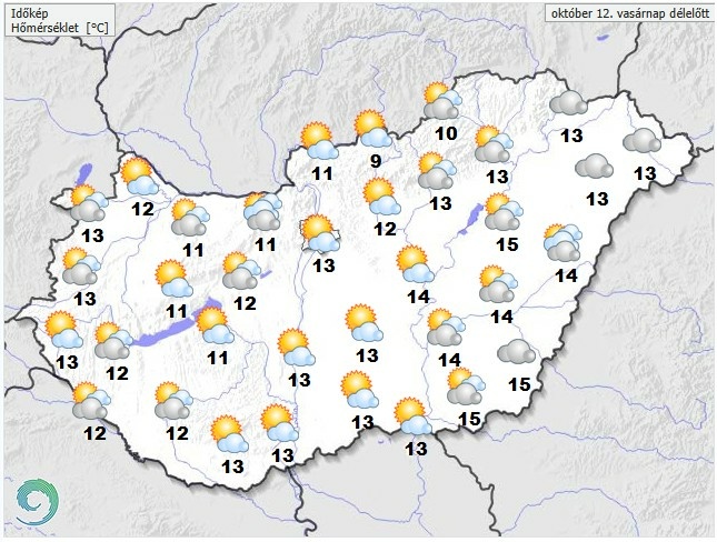 Időjárás-előrejelzés vasárnap délelőttre